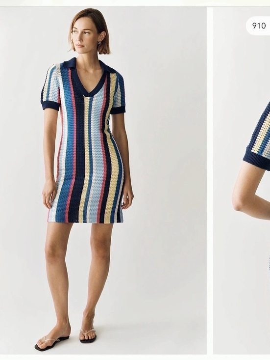 Anthropologie Dresses & Skirts - Anthropologie -Maeve Stripe Crochet Polo Dress Blue & Pink Mini
